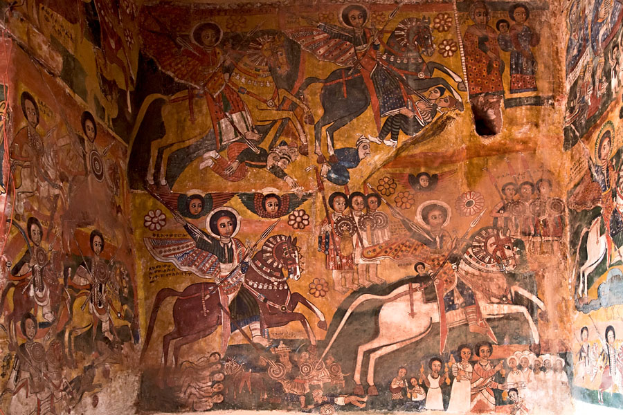 98   Abraha Atsbeha church is also decorated with splendid post 17th century murals and paintings depicting Biblical scenes and saints. Ethiopia